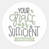 Christelijk Bijbelvers ✝️ Genade is voldoende Ronde Sticker (Voorkant)