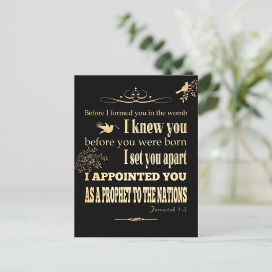 Christelijk Bijbelvers - Jeremia 1:5 Briefkaart (Staand voorkant)
