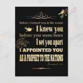 Christelijk Bijbelvers - Jeremia 1:5 Briefkaart (Voorkant)