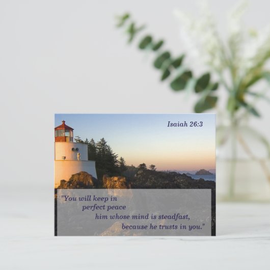 Christelijk Bijbelvers Jesaja 26:3 Vrede Briefkaart (Staand voorkant)