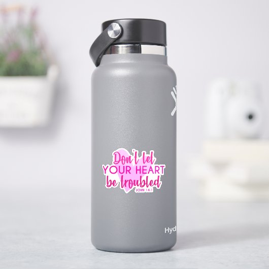 Christelijk Bijbelvers Johannes 14:1 Inspirerend R Sticker (HydroFlask)