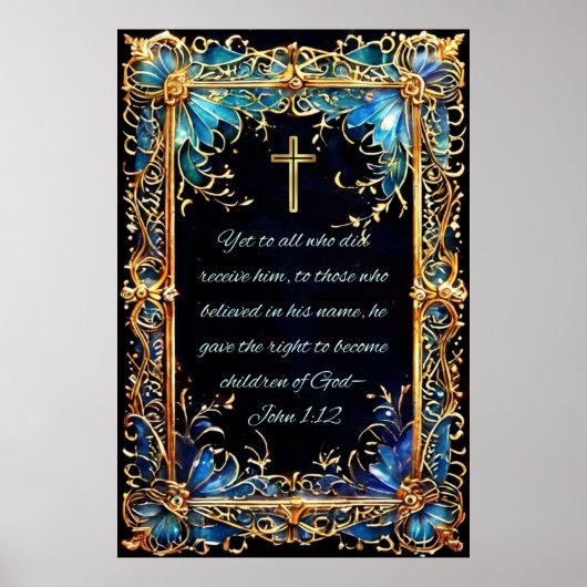 Christelijk Bijbelvers Johannes 1:12 Poster (Voorkant)