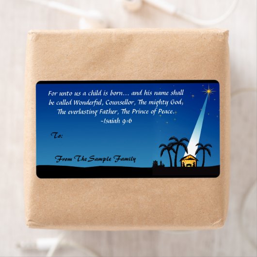 Christelijk Bijbelvers Kerst Custom Gift Label (Insitu)
