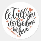 Christelijk Bijbelvers ✝️ Love Heart Design Ronde Sticker (Voorkant)