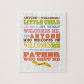 Christelijk Bijbelvers - Marcus 9:37 Legpuzzel (Verticaal)