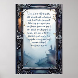 Christelijk Bijbelvers Matteüs 11:28-30 Poster