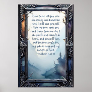 Christelijk Bijbelvers Matteüs 11:28-30 Poster