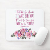 Christelijk Bijbelvers Roze Waterverf Bloemen Muismat (Met muis)