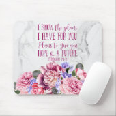 Christelijk Bijbelvers Roze Waterverf Bloemenmarme Muismat (Met muis)