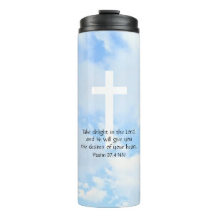 Christelijk Bijbelvers Zacht Hemelsblauw Inspirere Thermosbeker