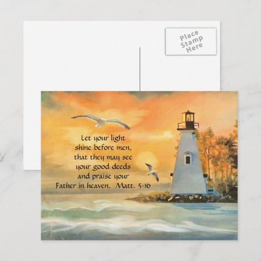 Christelijk bijbelverse Briefkaart van vuurtoren (Voorkant / Achterkant)