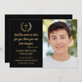 Christelijk Bijbelverse foto zwart Afstuderen Aankondiging (Voorkant / Achterkant)