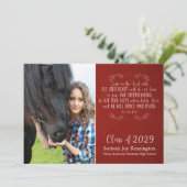 Christelijk Bijbelverse Rustic Red Afstuderen Foto Kaart (Staand voorkant)