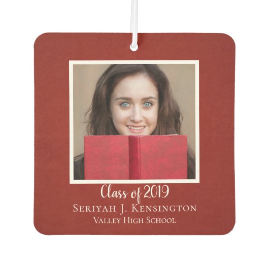 Christelijk Bijbelverse Rustic Red Afstuderen Foto Luchtverfrisser (Voorkant)