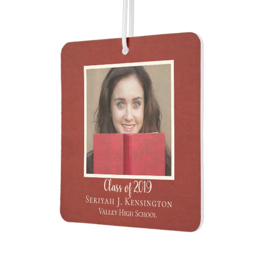 Christelijk Bijbelverse Rustic Red Afstuderen Foto Luchtverfrisser (Links)