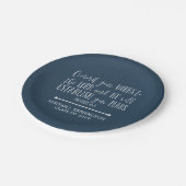 Christelijk Bijbelverse Typografie Blauw Afstudere Papieren Bordje (Gekanteld)