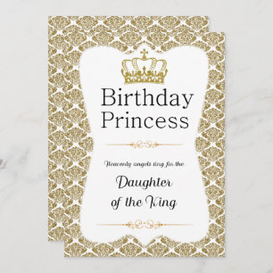 Christelijk Birthday Princess Gold Damask Kaart