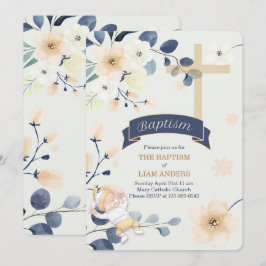 Christelijk blauw en gele bloesems kaart