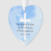 Christelijk Blauw en Wit Bijbelvers Hart Ornament (voorkant)
