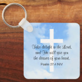 Christelijk Blauw en Wit Bijbelvers Succes Sleutelhanger (Voorkant)