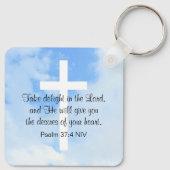 Christelijk Blauw en Wit Bijbelvers Succes Sleutelhanger (Achterkant)