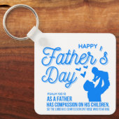 Christelijk Blauw Happy Vaderdag Psalm 103:13 Sleutelhanger (Voorkant)