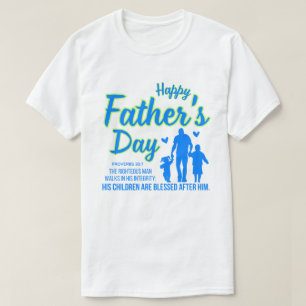 Christelijk Blauw Happy Vaderdag Spreuken 20:7 T-shirt