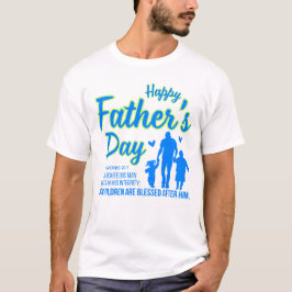 Christelijk Blauw Happy Vaderdag Spreuken 20:7 T-shirt