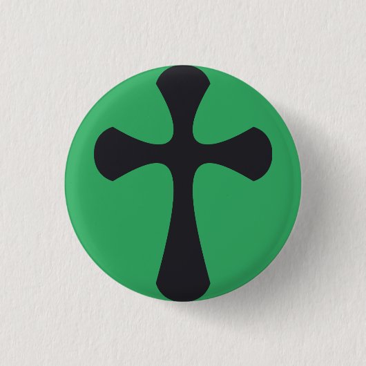 Christelijk blauw kruis ronde button 3,2 cm (Voorkant)