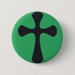 Christelijk blauw kruis ronde button 5,7 cm