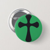 Christelijk blauw kruis ronde button 5,7 cm (Voorkant /achterkant)