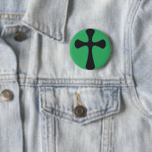 Christelijk blauw kruis ronde button 5,7 cm (In situ)