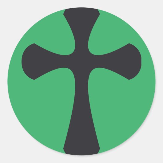 Christelijk Blauw Kruis Ronde Sticker (Voorkant)