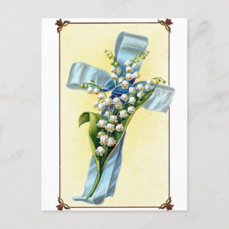 Christelijk blauw lint cross Briefkaart