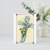 Christelijk blauw lint cross Briefkaart (Staand voorkant)