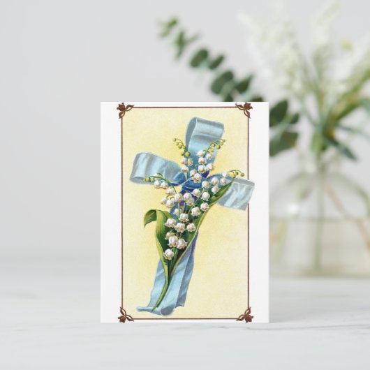 Christelijk blauw lint cross Briefkaart (Staand voorkant)