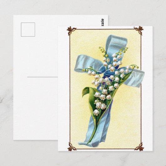 Christelijk blauw lint cross Briefkaart (Voorkant / Achterkant)