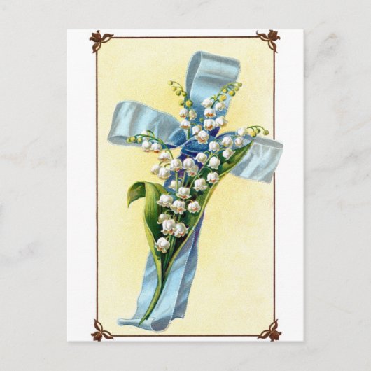 Christelijk blauw lint cross Briefkaart (Voorkant)