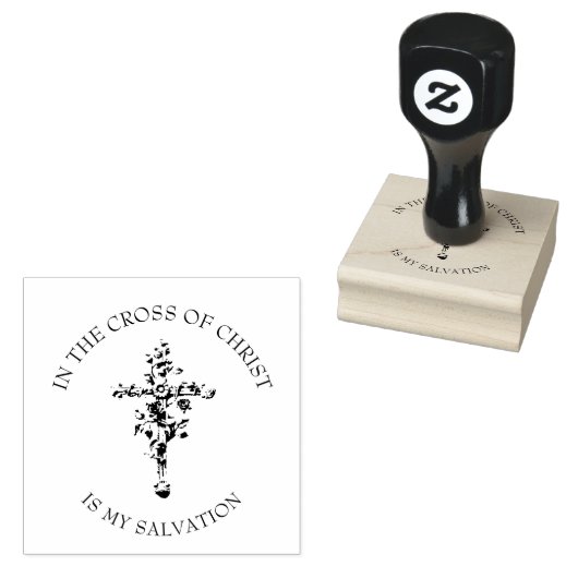 Christelijk Bloemenkruis Religieuze Vintage Rubberstempel (Gestempeld)