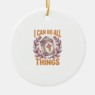 Christelijk Bloemig Geloof Citaat Vintage T-shirt  Keramisch Ornament
