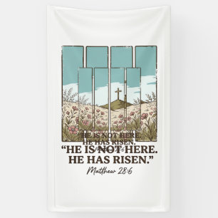 Christelijk Bloemkruis Mattheüs 28_6 Vintage Spandoek
