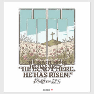 Christelijk Bloemkruis Mattheüs 28_6 Vintage Sticker