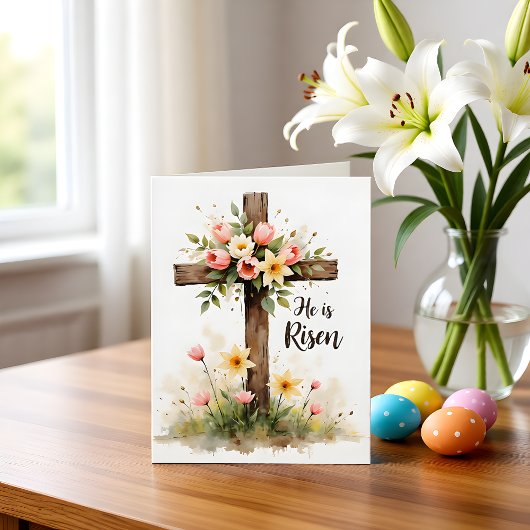 Christelijk bloemkruis Pasen blanco notitiekaart