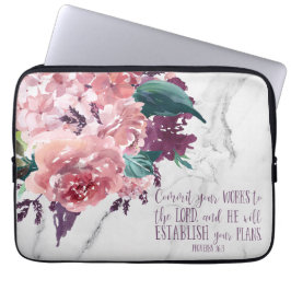  Christelijk Bloemmarmeren Bijbelvers Laptop Sleeve