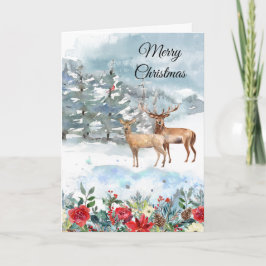 Christelijk bos herten Kerstmis Kaart