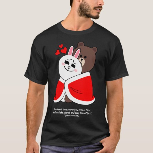 Christelijk bruin Beer Cony Bunny Rabbit Husband W T-shirt (Voorkant)