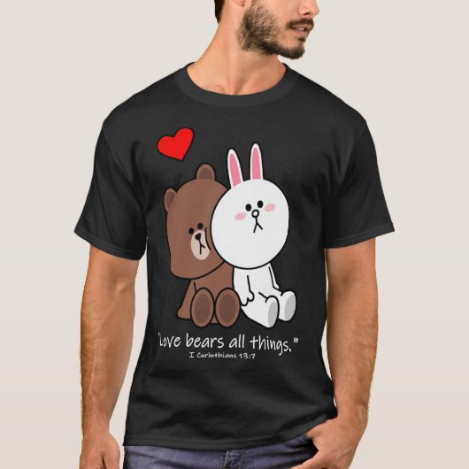 Christelijk bruin Beer Cony Bunny Rabbit Love Bere T-shirt (Voorkant)