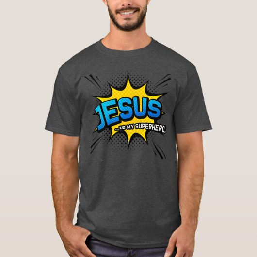 Christelijk cadeau Jesus is mijn superheld Fun Com T-shirt (Voorkant)
