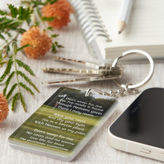 Christelijk Celebration Life Keepsake Golfen Sleutelhanger (Voorkant Rechts)