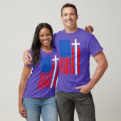 Christelijk christendom Jezus, Amerikaans vlagkrui T-shirt (Unisex)